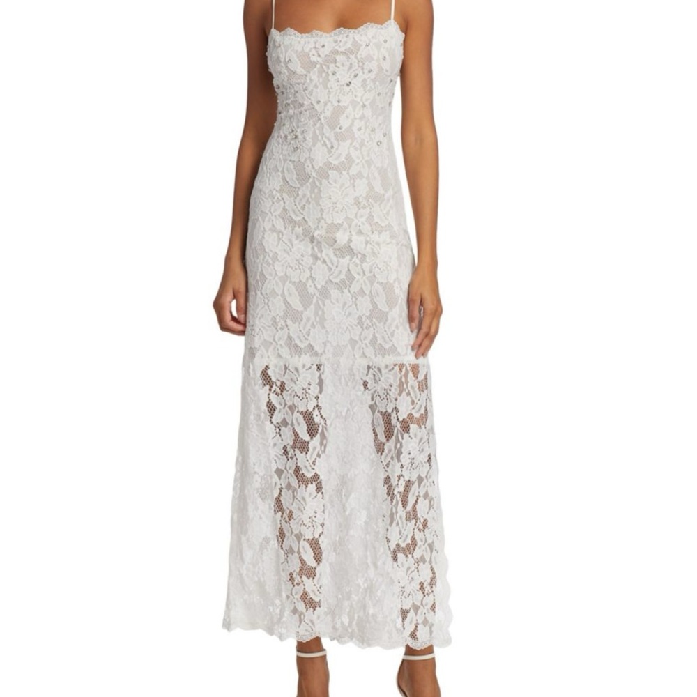 HEMANT & NANDITA White Lace Midi Dress NWOT